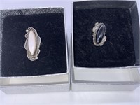 (2) Silver Rings w/ Set Stone