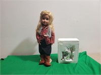 Vintage 18"  Doll and Unicorn Figurine