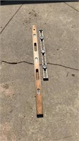 Vintage wooden level and 30” Sand’s metal Level