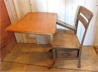 Vintage school desk w/ pencil tray and under