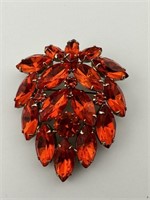 Beautiful Vintage Red Rhinestone Brooch