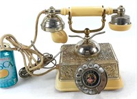 Téléphone à cadran ancien doré fonctionnel *