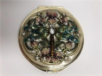 Vtg Ladies Compact, Jeweled Dragonfly motif