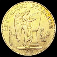 1875-A France .1867oz Gold 20 Francs NEARLY