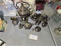 SILVER TEA SET WITH OTHER SILVER ITEMS