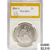 1860-O Morgan Silver Dollar PGA MS61
