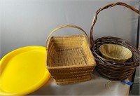Assorted Baskets And Yellow Tray