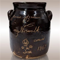 An Antique Signed Pottery Utility Jug From Norwalk