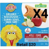 Organic Snack Bars Apple 133g BB 6/24 Qty 4