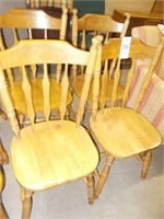 (4) Oak Plank Seat Dining Chairs - Nice!