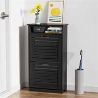 Shoe Storage Cabinet with 2 Flip Drawers & Top