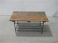 19"x 35"x 18" Wood Table W/ Metal Legs