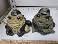 2 Cool Decorative Biker Frogs Figures