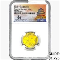 2019(Y) .282oz. Gold China Panda 100 Yuan NGC