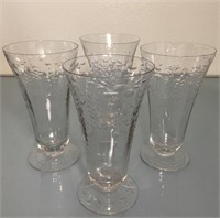 4 Vintage Elegant Floral Clear Etched Ice