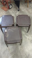 Set of 3 Brown Outdoor Plastic Endtables