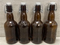 (4) Grolsch Stout Amber Glass Bottles