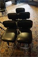 (5) Leather Square Back Poker Chairs