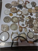 Lot of Various Vtg. Watch Faces and Parts- E