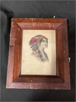 Unique Rare Framed Native American Maid Art Print.