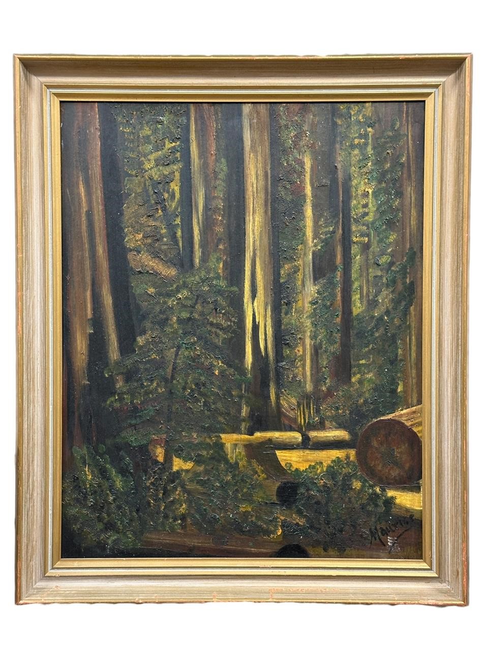 Signed Oil on Board Forest Scene