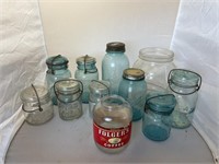 Box of Vintage Blue Jars Ball & Atlas