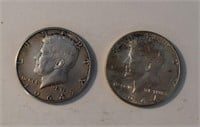 2 -1964 Solid Silver Kennedy Halves