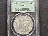1886 MS 63 Morgan Silver Dollar Coin