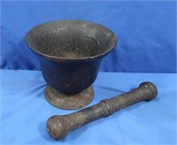 Antique Cast Iron Mortar & Pestal