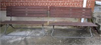 2 Portable Wooden Slat Benches 15"x59"x17h(to