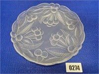 Frosted Cherry Pattern Glass Platter