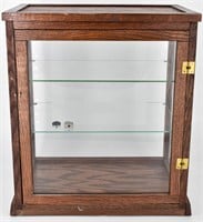 Small Wooden Two Shelf Curio Cabinet