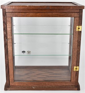 Small Wooden Two Shelf Curio Cabinet