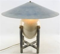 Japanese Style Crazed Ivory Ceramic Table Lamp