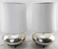 Pair of Currey & Co Hammered Nickel Table Lamps