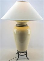 Large Crazed Ivory Ceramic Vase Table Lamp