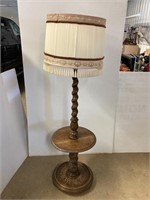 Decorative wood turned table lamp