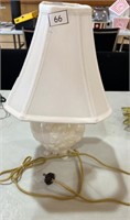 16" White Glass Electric Lamp.