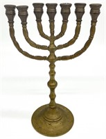 Vintage Brass Jewish Menorah Candle Holder