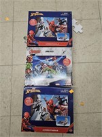 3 Cnt Jumbo Floor Puzzles 2 Spiderman / 1 Avengers