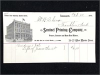 1896 Invoice fr/ Sentinel Printing Co Binding Job