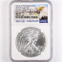 2021-(P) T1 Silver Eagle NGC MS69