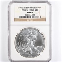 2011-(S) Silver Eagle NGC MS69