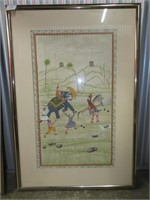 An Asian Hand Painted Mobile Hunt Scene on Silk
