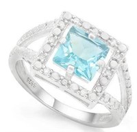 2 1/5ct Baby Swiss Blue Topaz Sterling Silver Ring