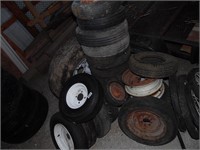 GROUP OF SMALL TIRES AND WHEELS