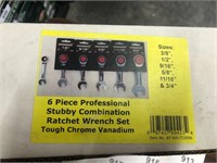 Powerbuilt 6pc Pro SAE Stubby Ratchet Wrench Set