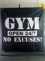 New Flag "GYM Open 24/7 No Excuses" Measures 39"