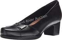 Clarks Rosalyn Belle Black Leather Shoes 8 Wide