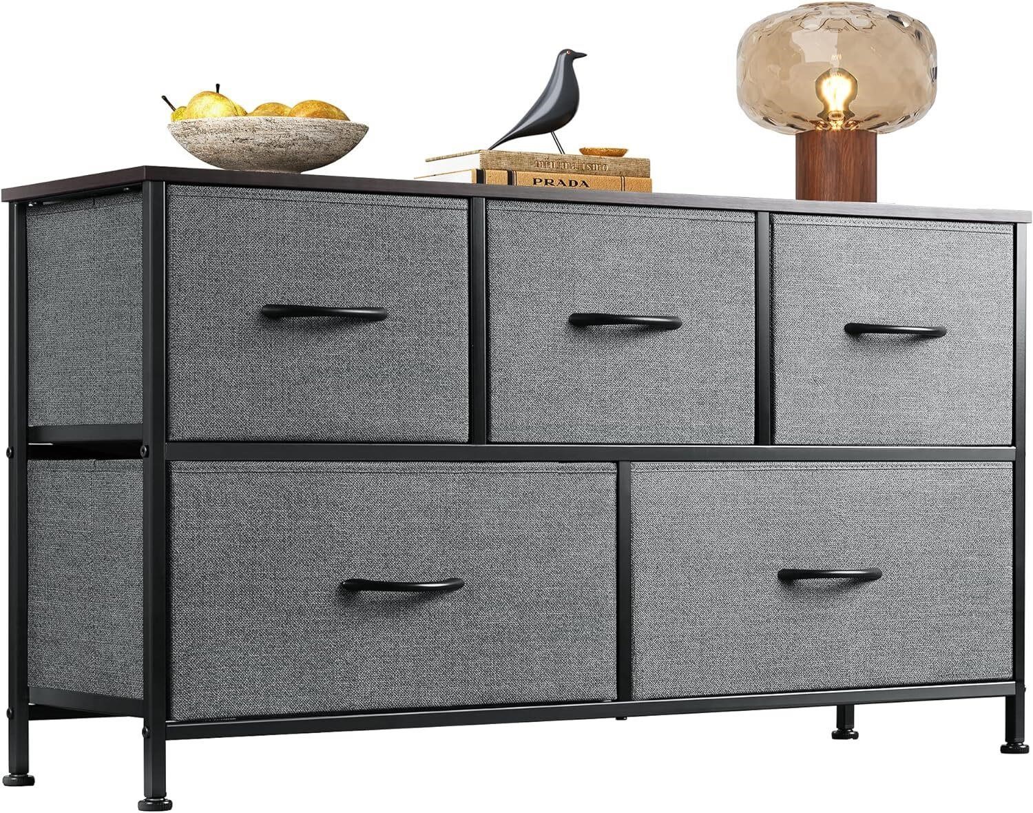 WLIVE 5-Drawer Dresser  Dark Grey